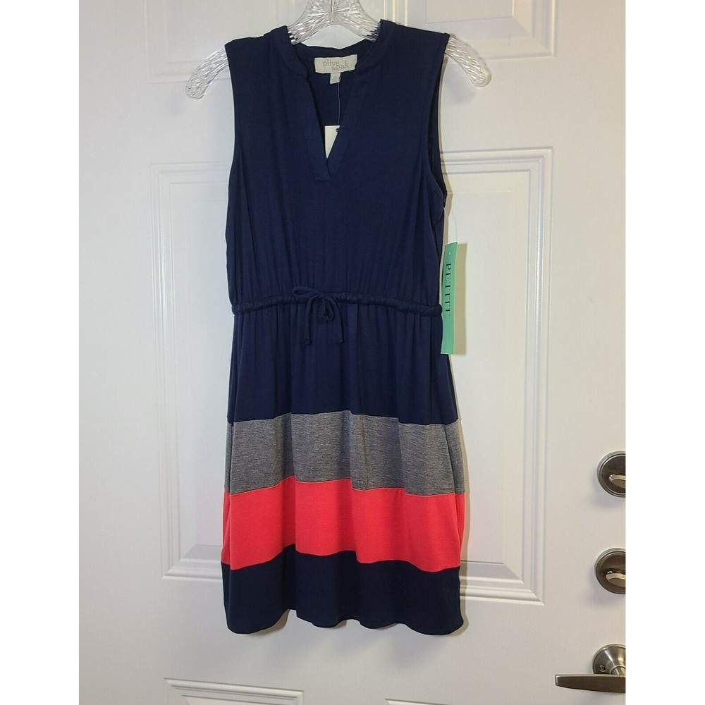 Olive & Oak NWT Dress Womens Size PS Casual Stretch Navy Sleeveless Pullover